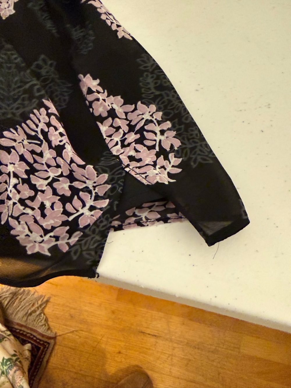 Belle by Kim Gravel Black Tunic with Pale Pink Floral Print - Picture 9 of 12